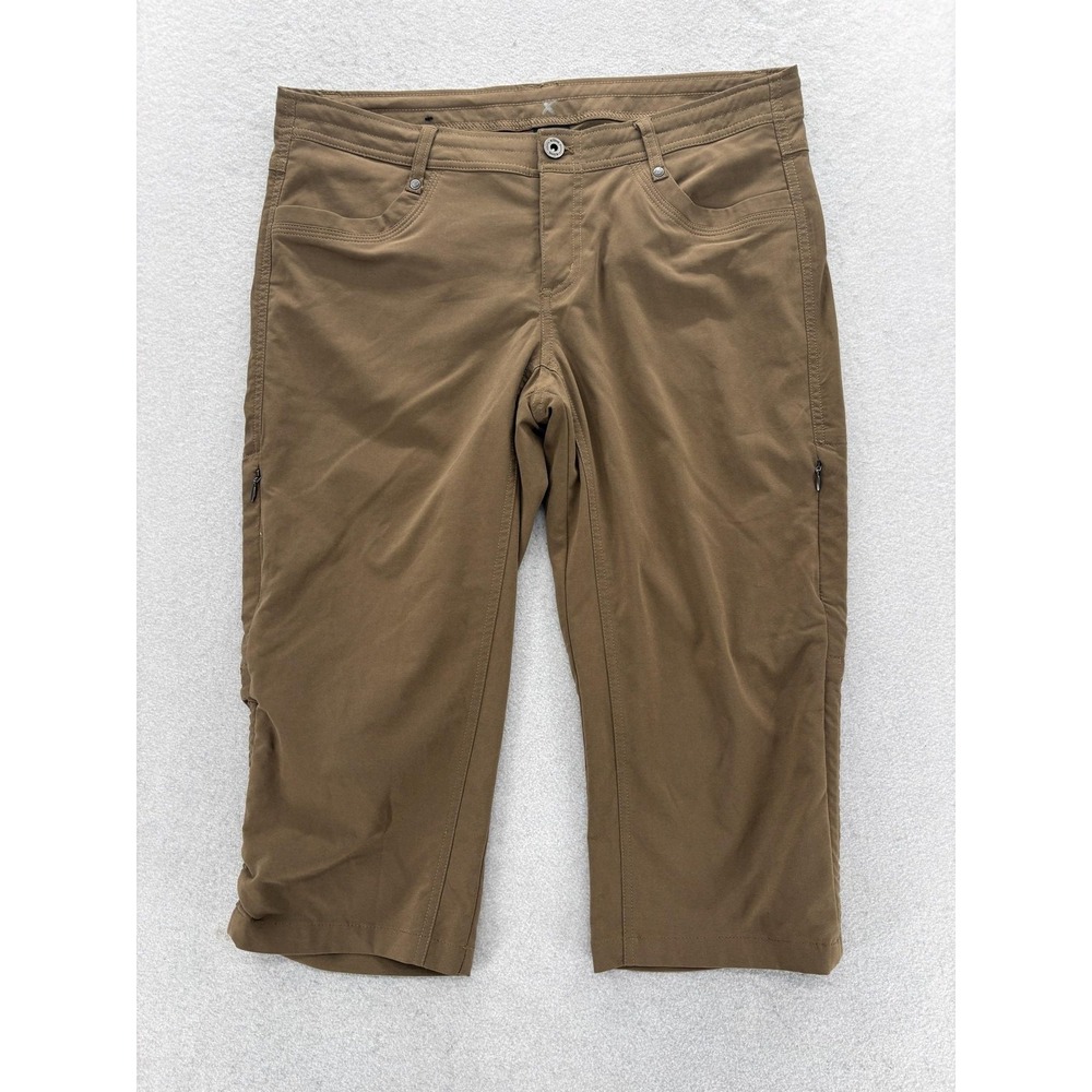 KUHL Trekr Legendary Capri Pants Womens 14 Brown Nylon Stretch Hiking Trail Camp
